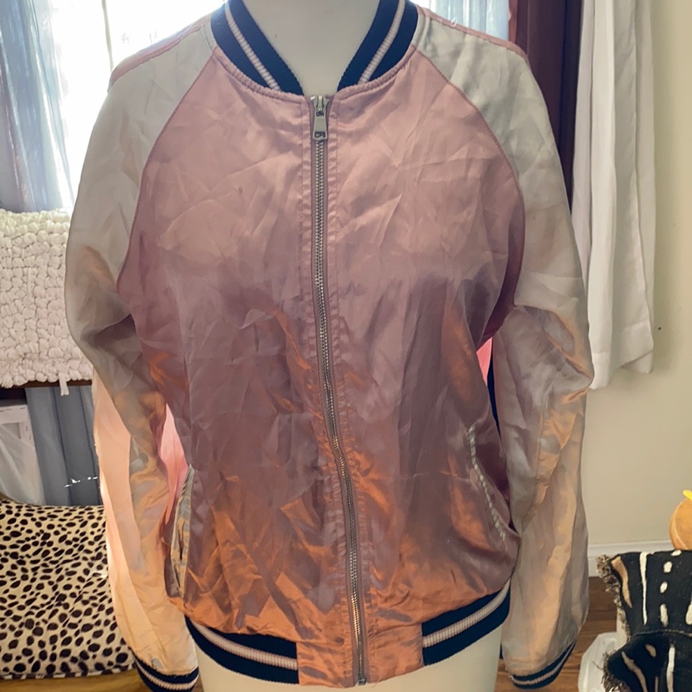 Pink and white bomber jacket